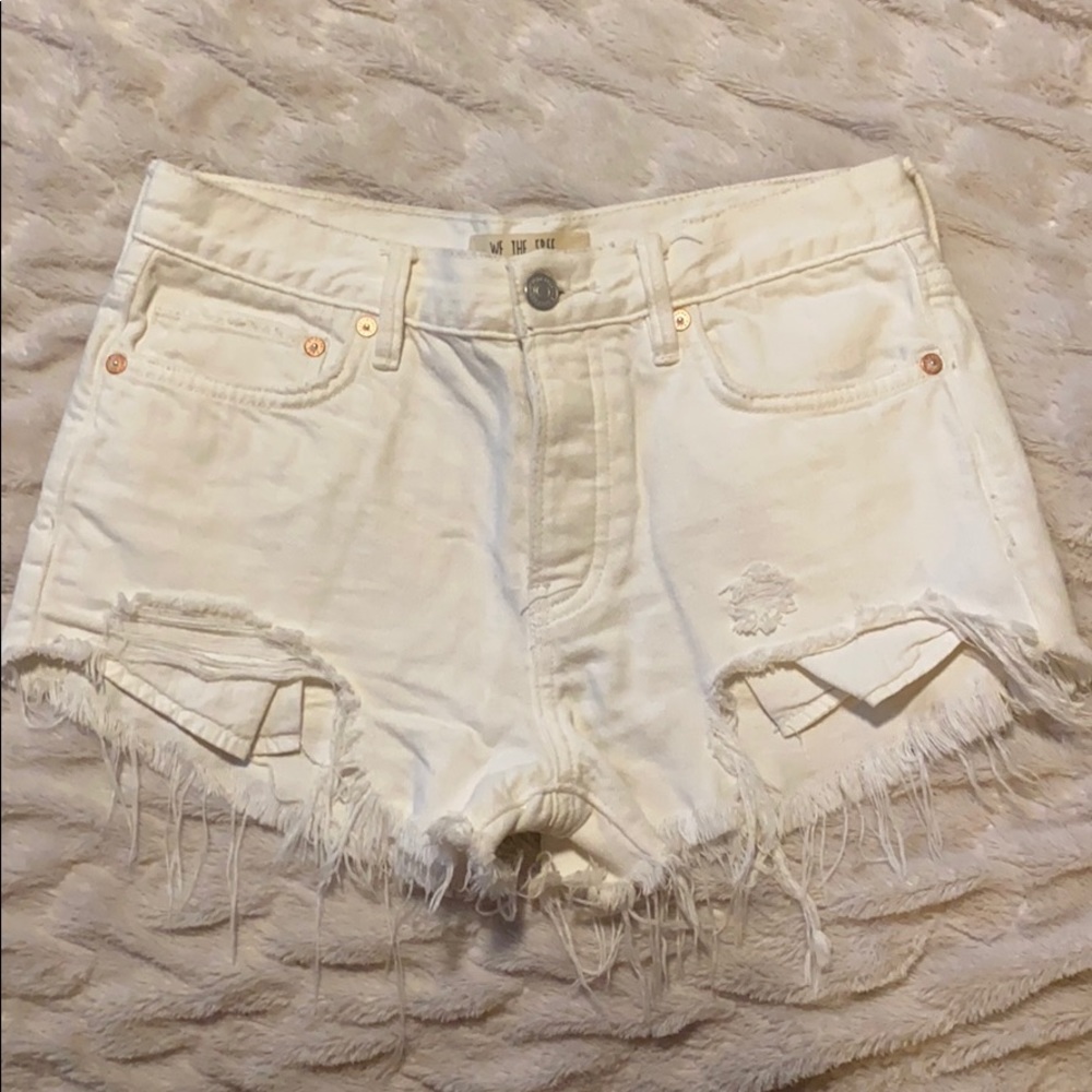 Free People white jean shorts